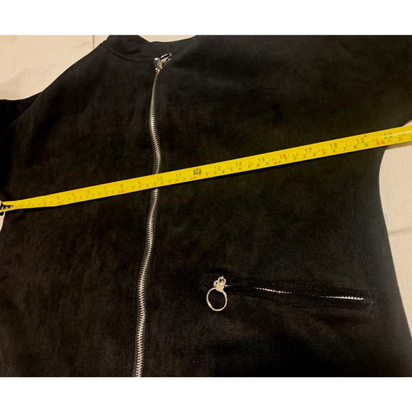 CBR Bomber Jacket Womens Medium Faux Suede Black Zip Front Rockabilly 50's Coat - Picture 11 of 13